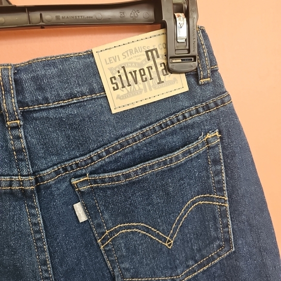 NWT Levi's Silver Tab Mini Mom Girls Size 14 Denim Dark Blue Jeans High Rise - Picture 6 of 8